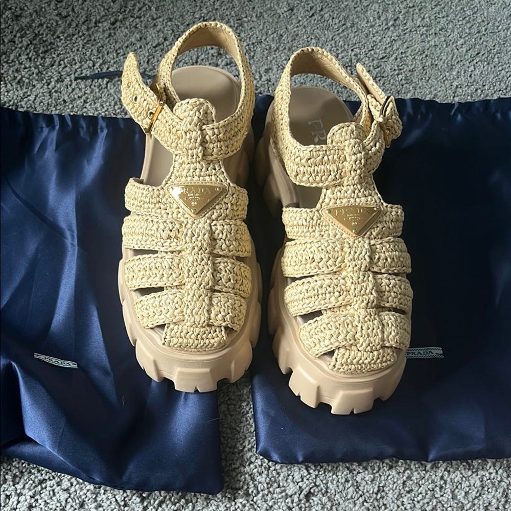 Raffia Monolith Platform Sandals